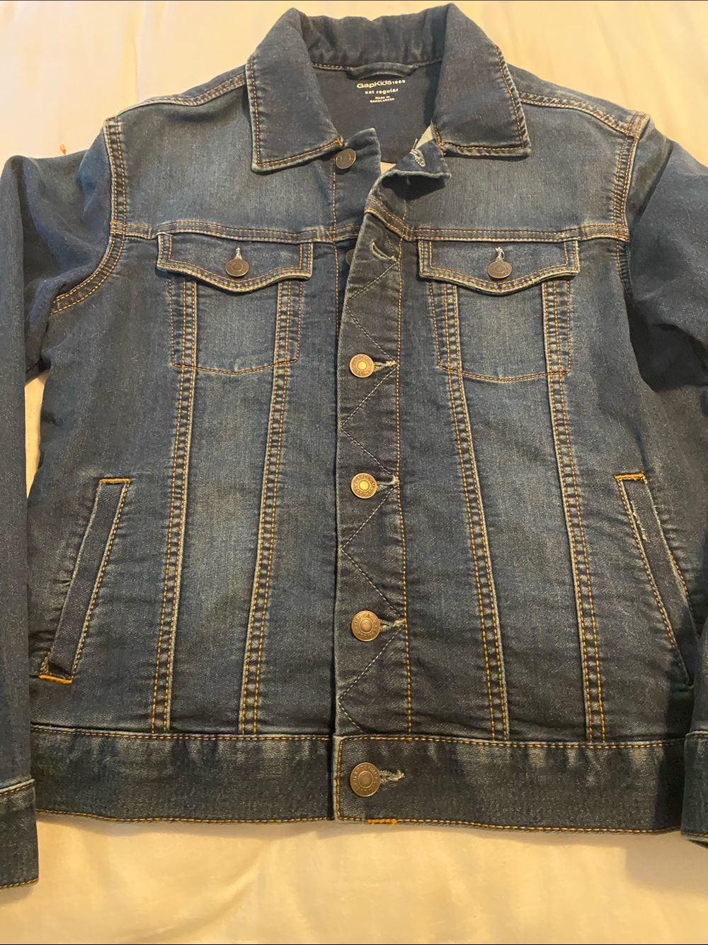 Kids unisex GAP Stretch Blue Denim Jacket with Contrast Stitching